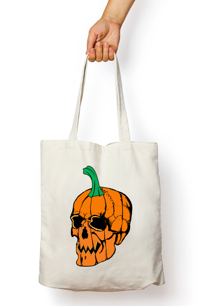 Pumpkin Skull Tote Bag