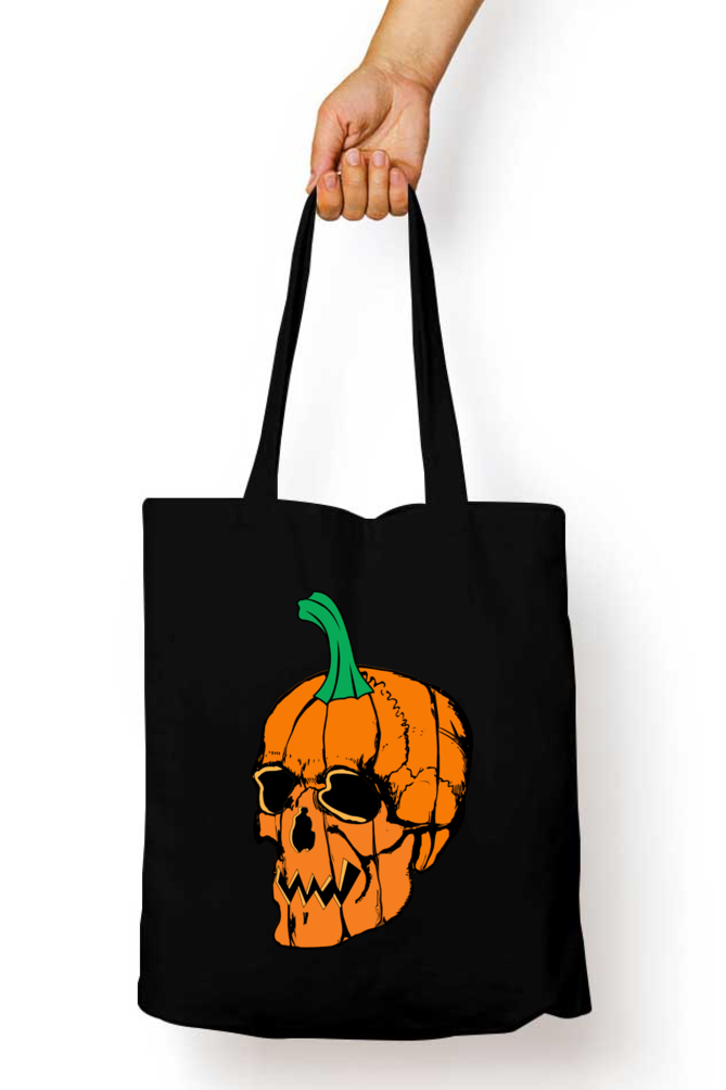 Pumpkin Skull Tote Bag