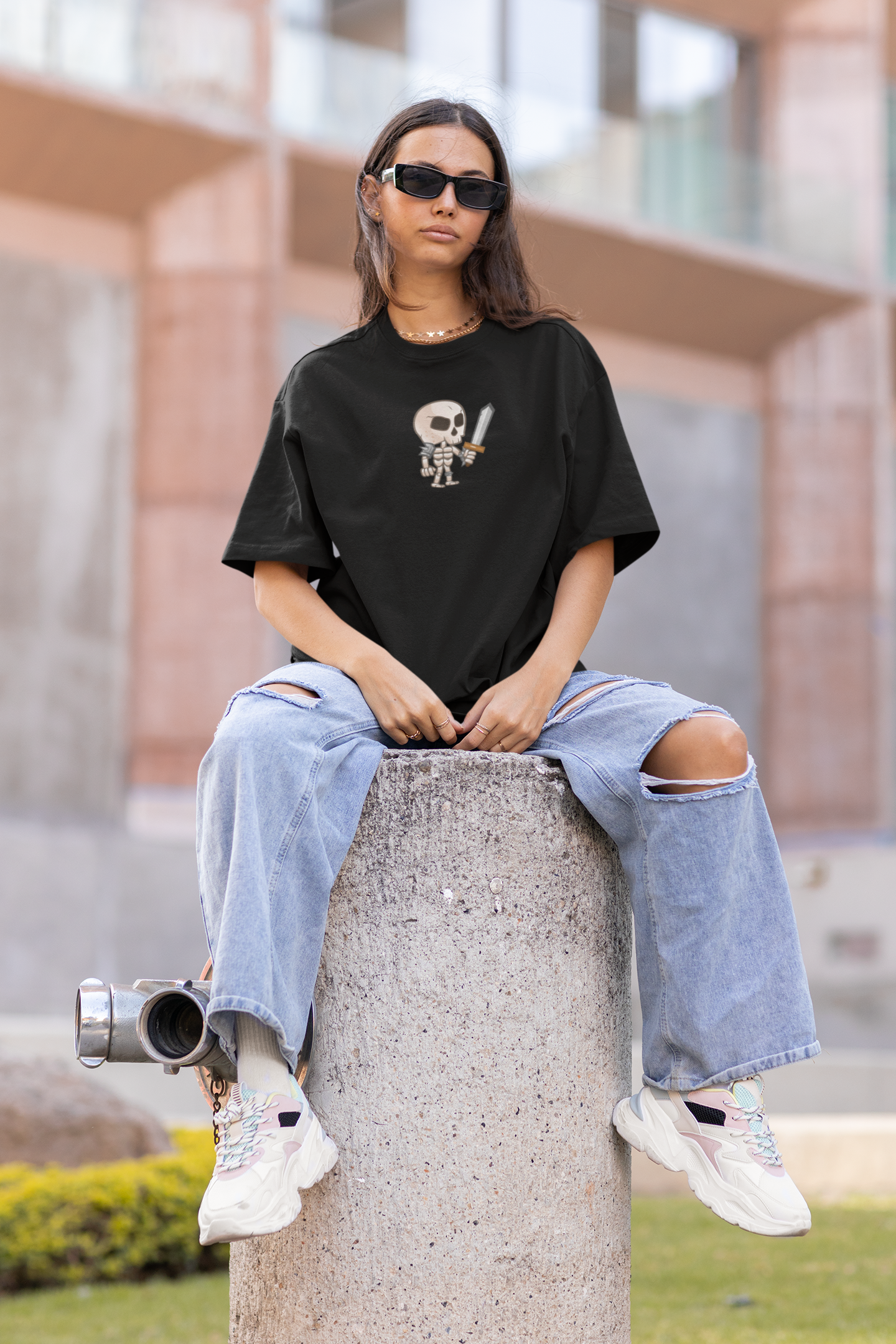 Tiny Skeleton Oversized T-Shirt